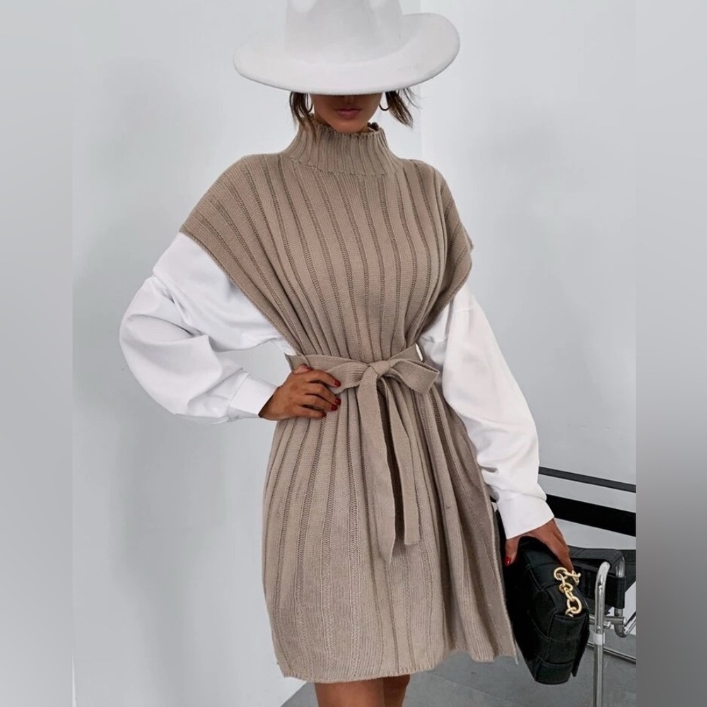 🥰 2 for 20 🥰 High neck Slit side sweater dress - Picture 6 of 7